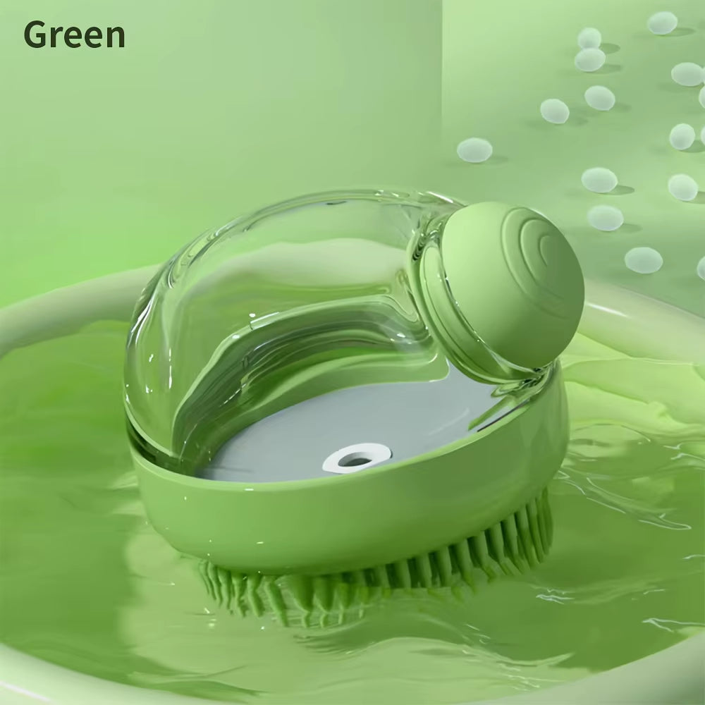 Dog Bath Brush with Soap Dispenser Silicone Bristle Pet Grooming Massage Shampoo Dog Brush Haired Dogs Cats Plastic Bathing Tool