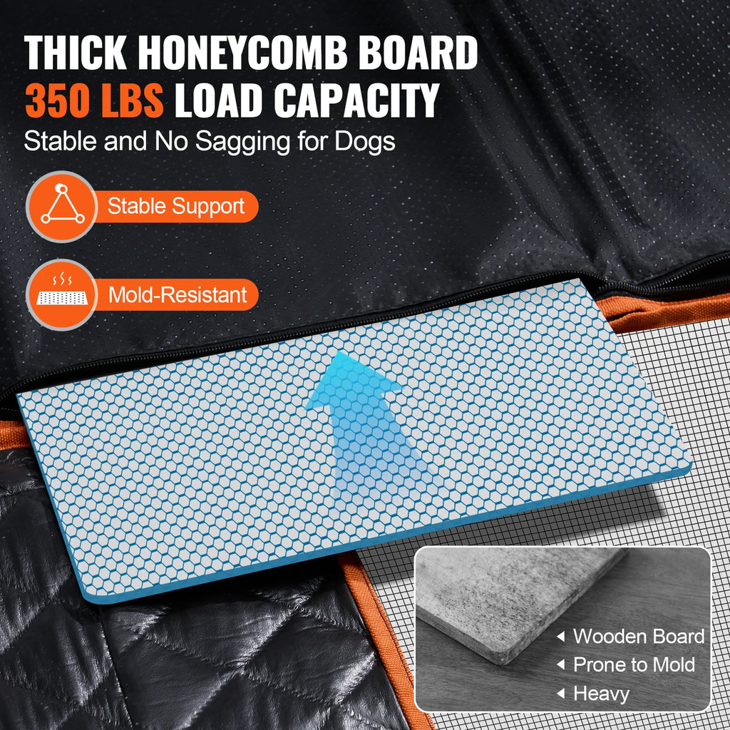 Back Seat Extender Dog Car Seat Cover for Back Seat Bed with Mesh Window and Storage Pocket Supports 350Lbs Dog Hammock